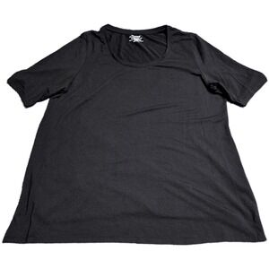 Chico's The Ultimate Tee Blouse Women's Size L Black‎ Scoop Neck Pima Cotton